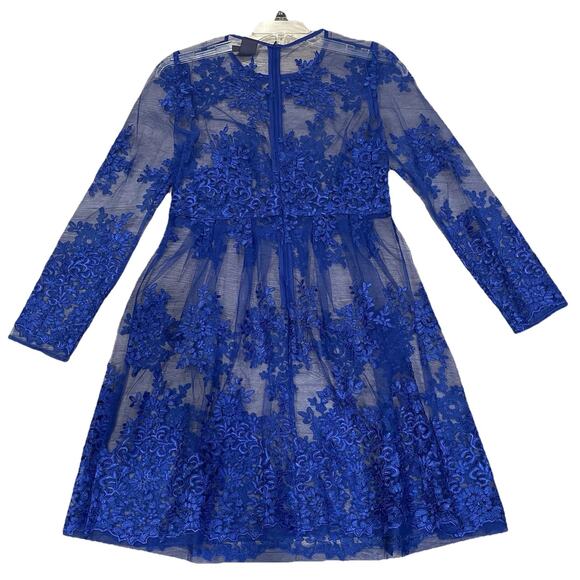 Womens Dress Size 8 Mesh Sheer Holiday Wedding Guest Going Out Party Embroidere - Picture 3 of 6